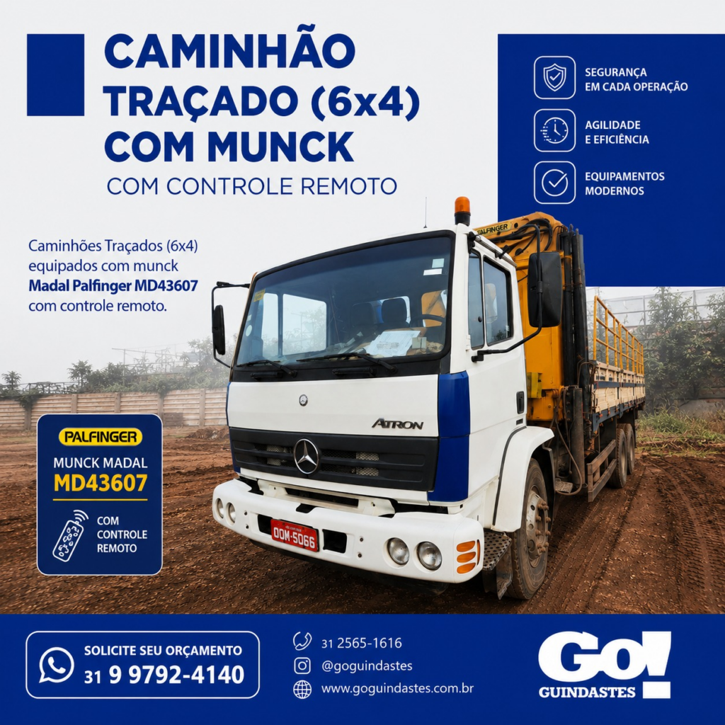 Caminhão guindauto MB Atego para locação na Go Guindastes
